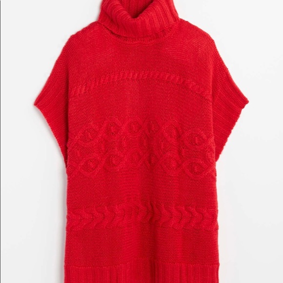 LOFT Sweaters - Loft Red Cableknit Poncho